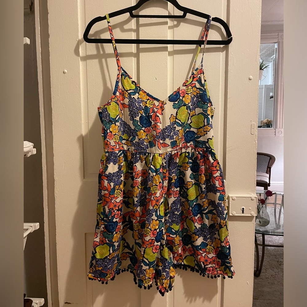 Colorful floral beach romper